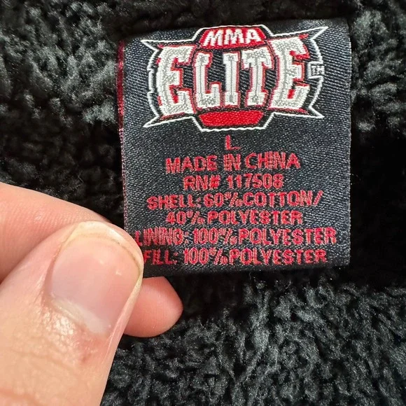 Vintage Y2K MMA Elite Hoodie Size L Blue Sherpa Lined Zip Up Skull Affliction - Picture 10 of 12